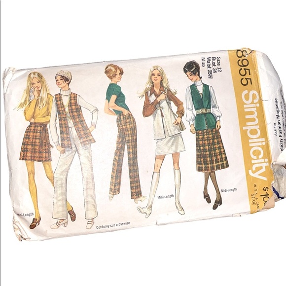 Vintage RARE Y2K 70’s sewing patterns boho, bell bottoms, grandpa core - Picture 1 of 4